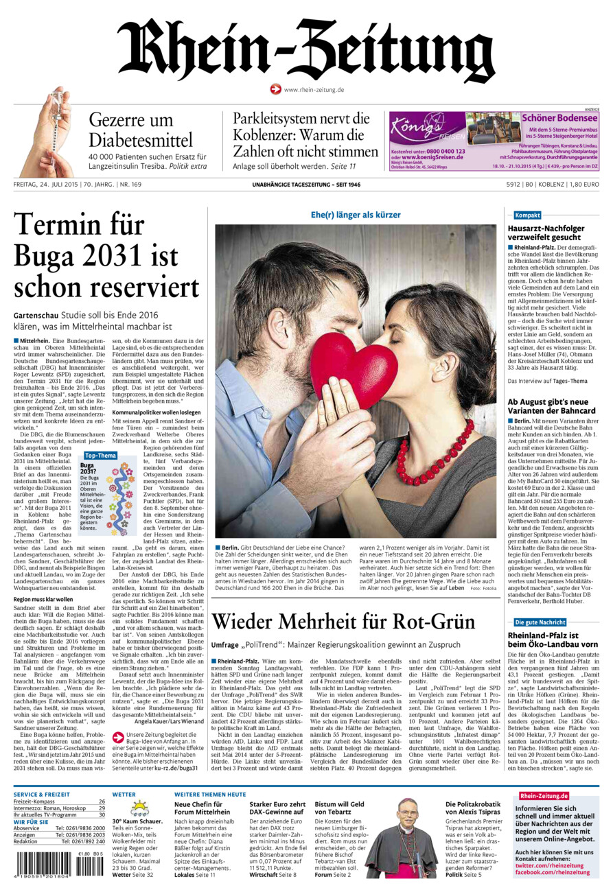 Rhein-Zeitung Koblenz & Region vom Freitag, 24.07.2015