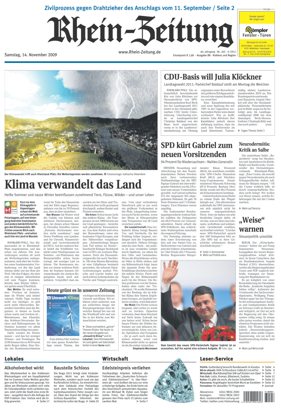 Rhein-Zeitung Koblenz & Region vom Samstag, 14.11.2009