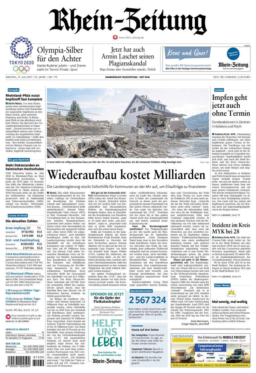Rhein-Zeitung Koblenz & Region vom Samstag, 31.07.2021