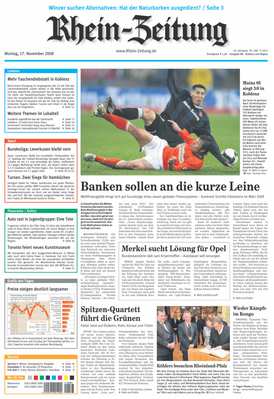 Rhein-Zeitung Koblenz & Region vom Montag, 17.11.2008
