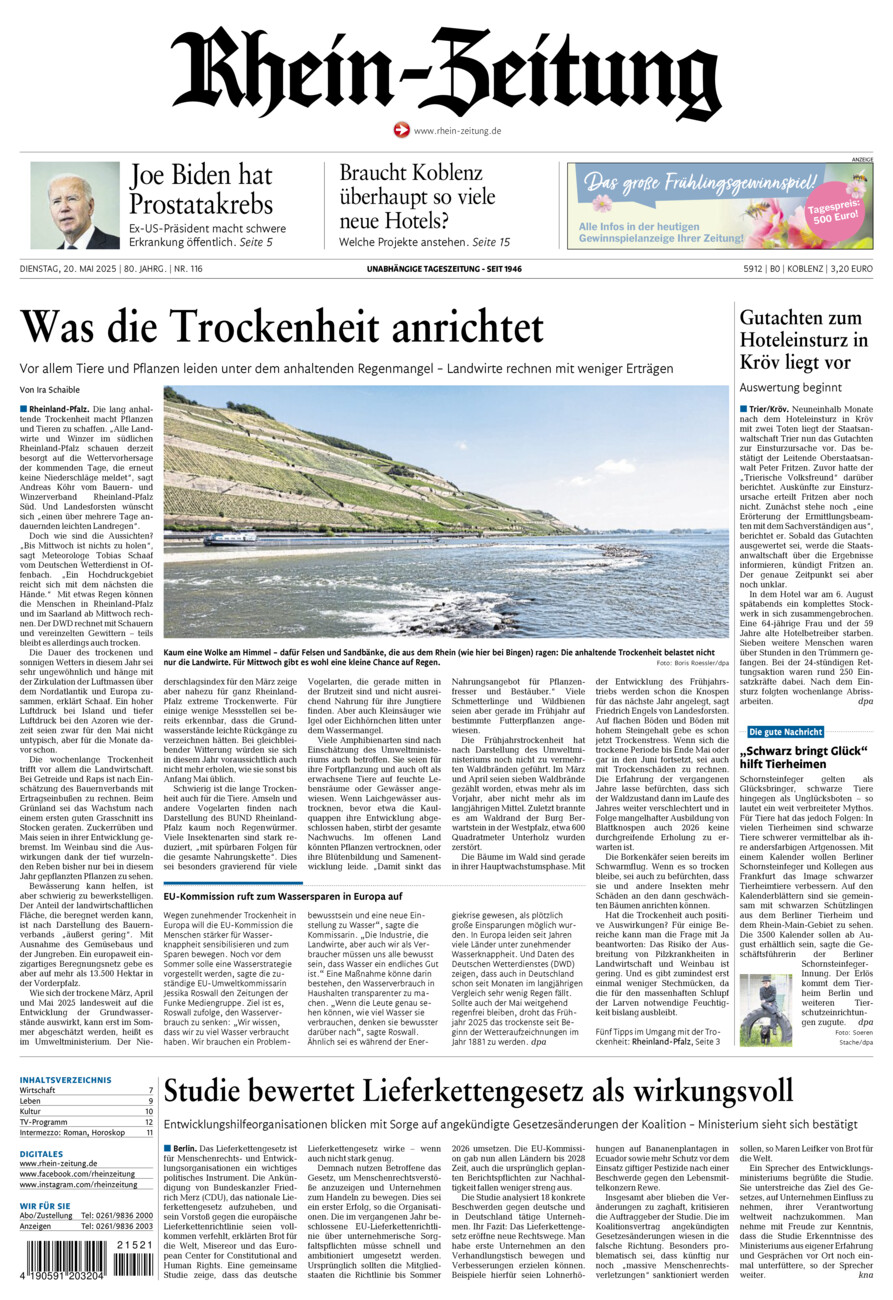 Rhein-Zeitung Koblenz & Region vom Dienstag, 20.05.2025