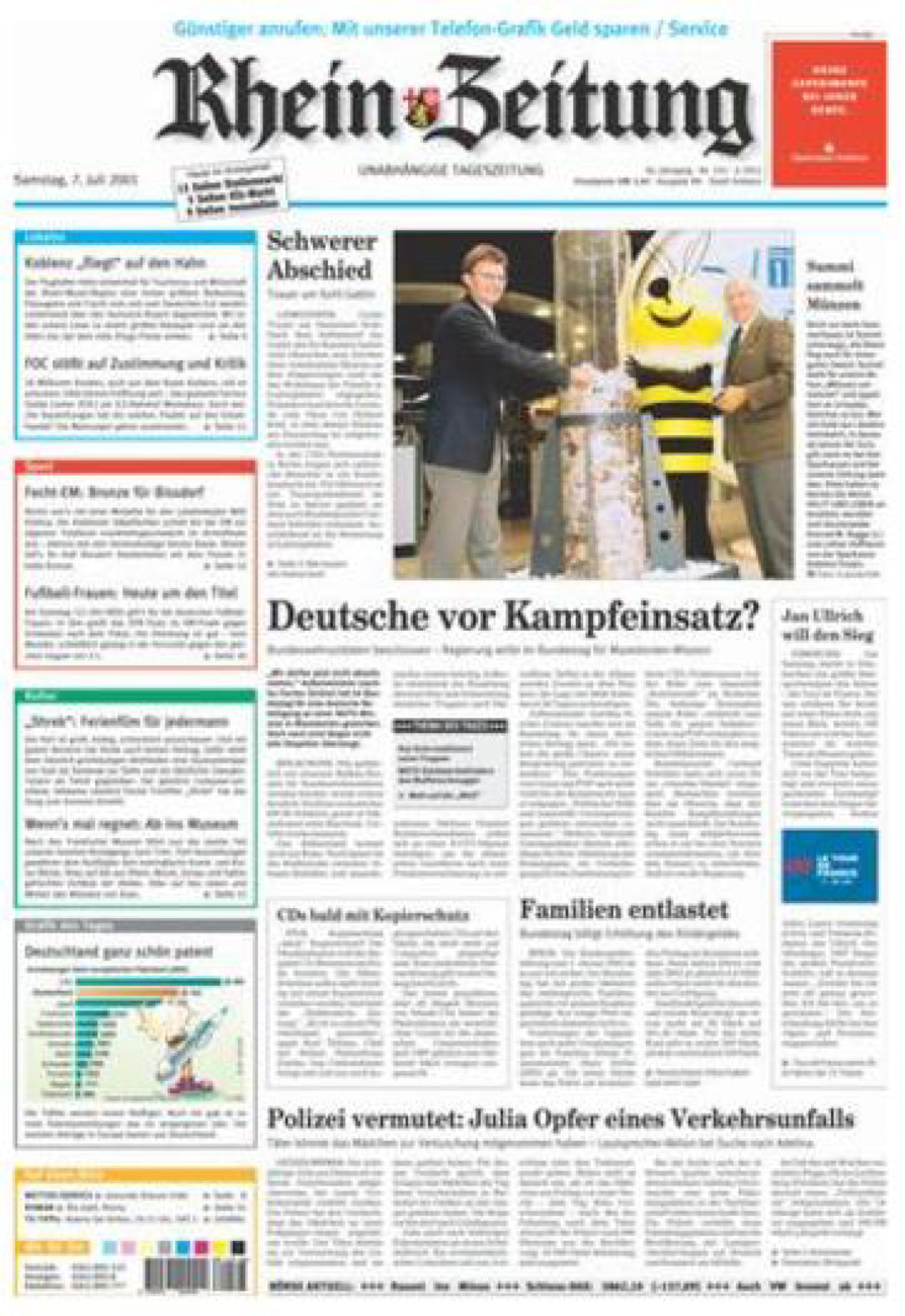 Rhein-Zeitung Koblenz & Region vom Samstag, 07.07.2001