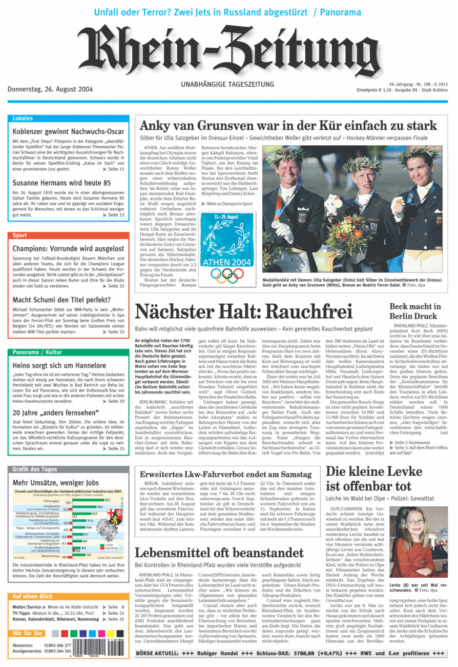Rhein-Zeitung Koblenz & Region vom Donnerstag, 26.08.2004