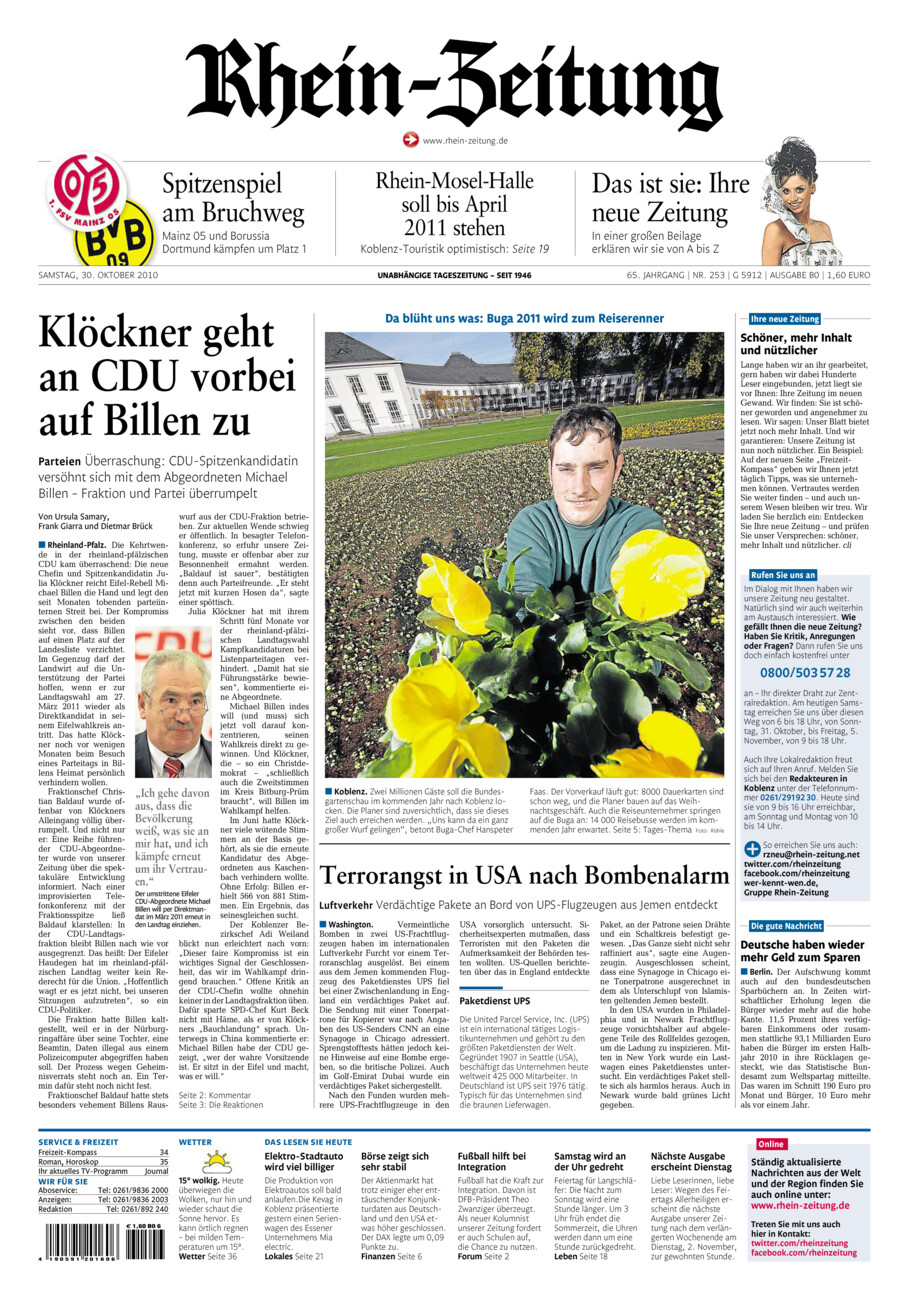 Rhein-Zeitung Koblenz & Region vom Samstag, 30.10.2010