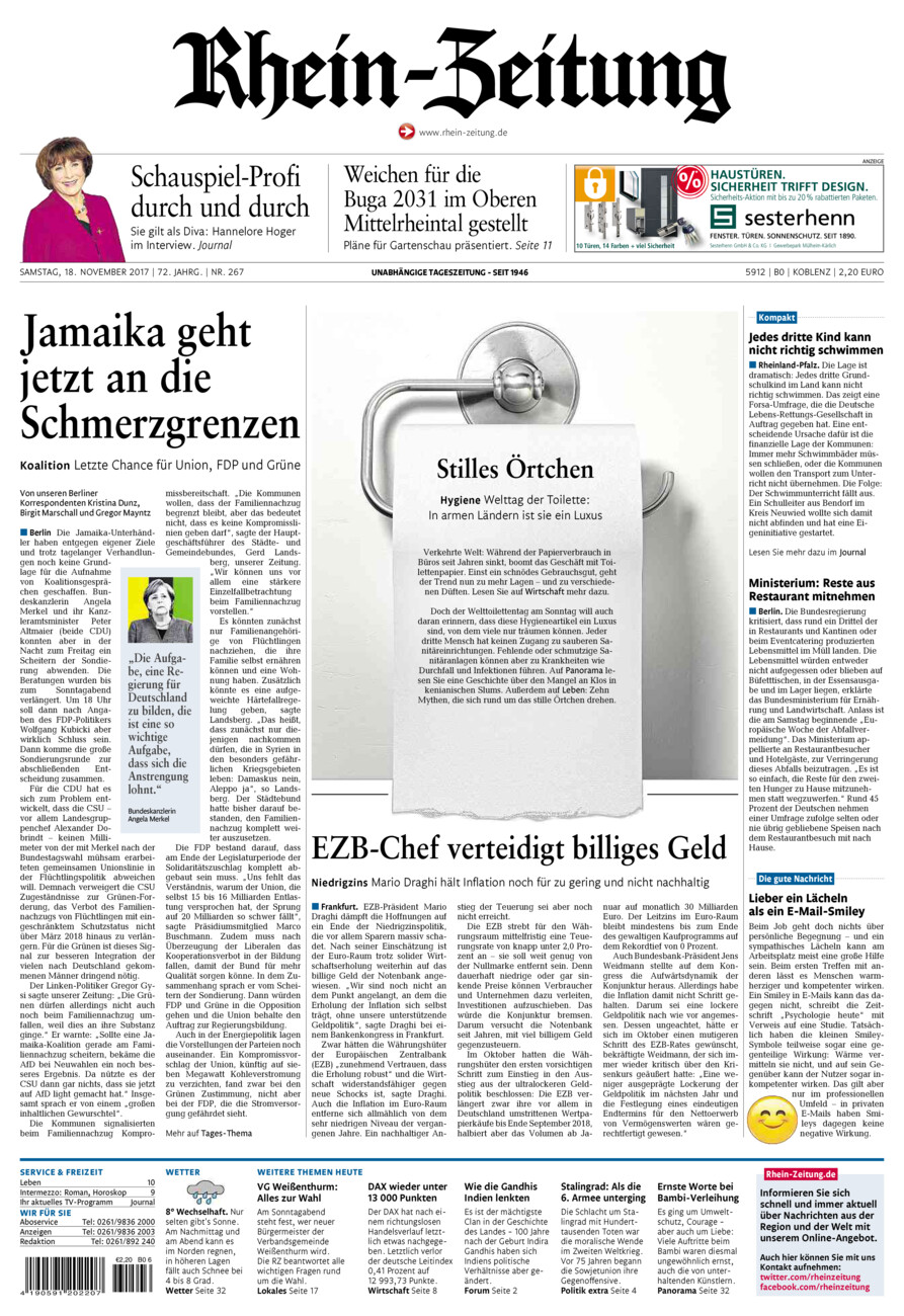Rhein-Zeitung Koblenz & Region vom Samstag, 18.11.2017