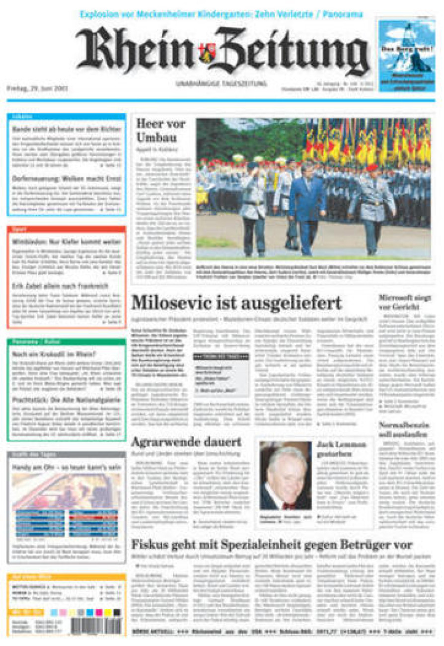 Rhein-Zeitung Koblenz & Region vom Freitag, 29.06.2001