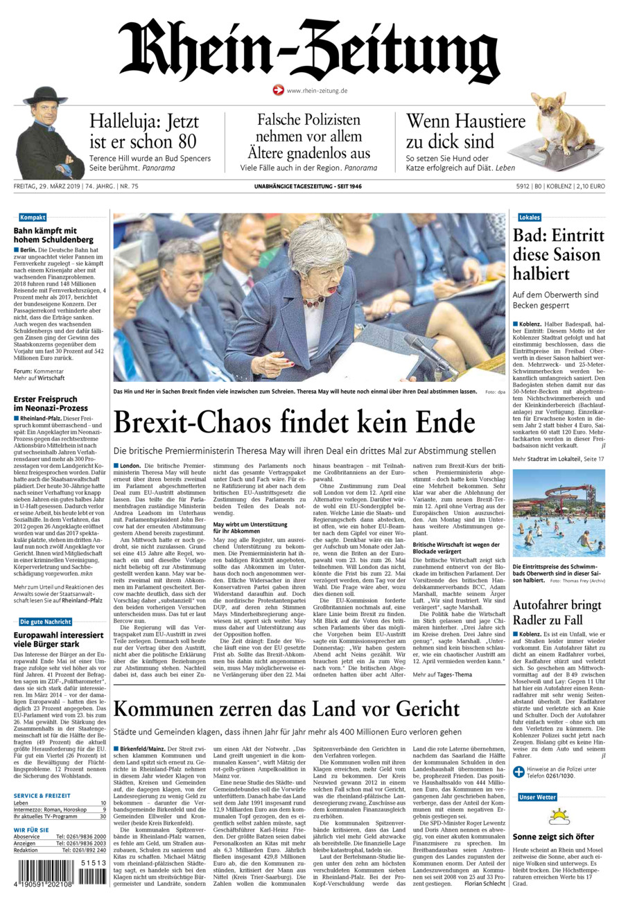 Rhein-Zeitung Koblenz & Region vom Freitag, 29.03.2019