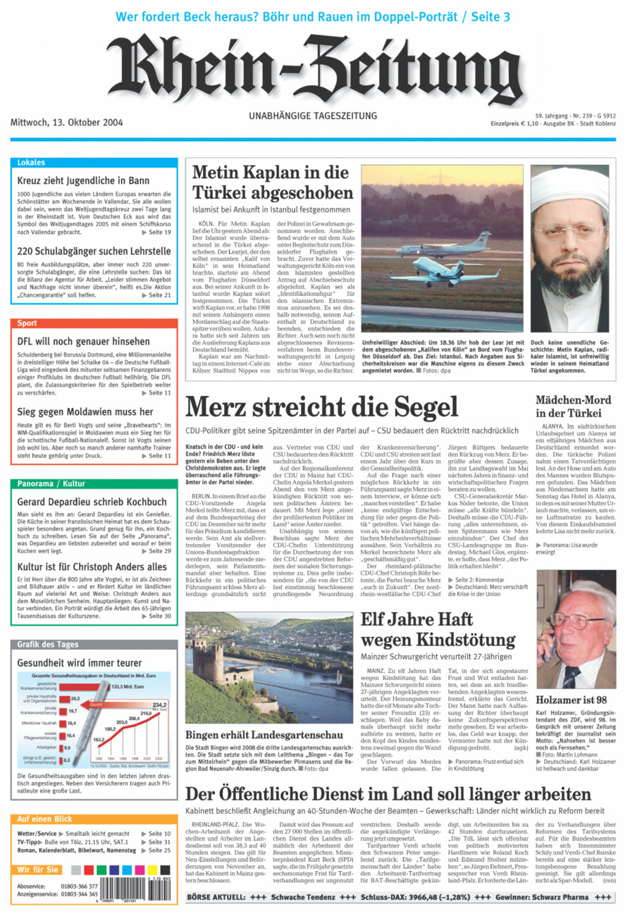 Rhein-Zeitung Koblenz & Region vom Mittwoch, 13.10.2004