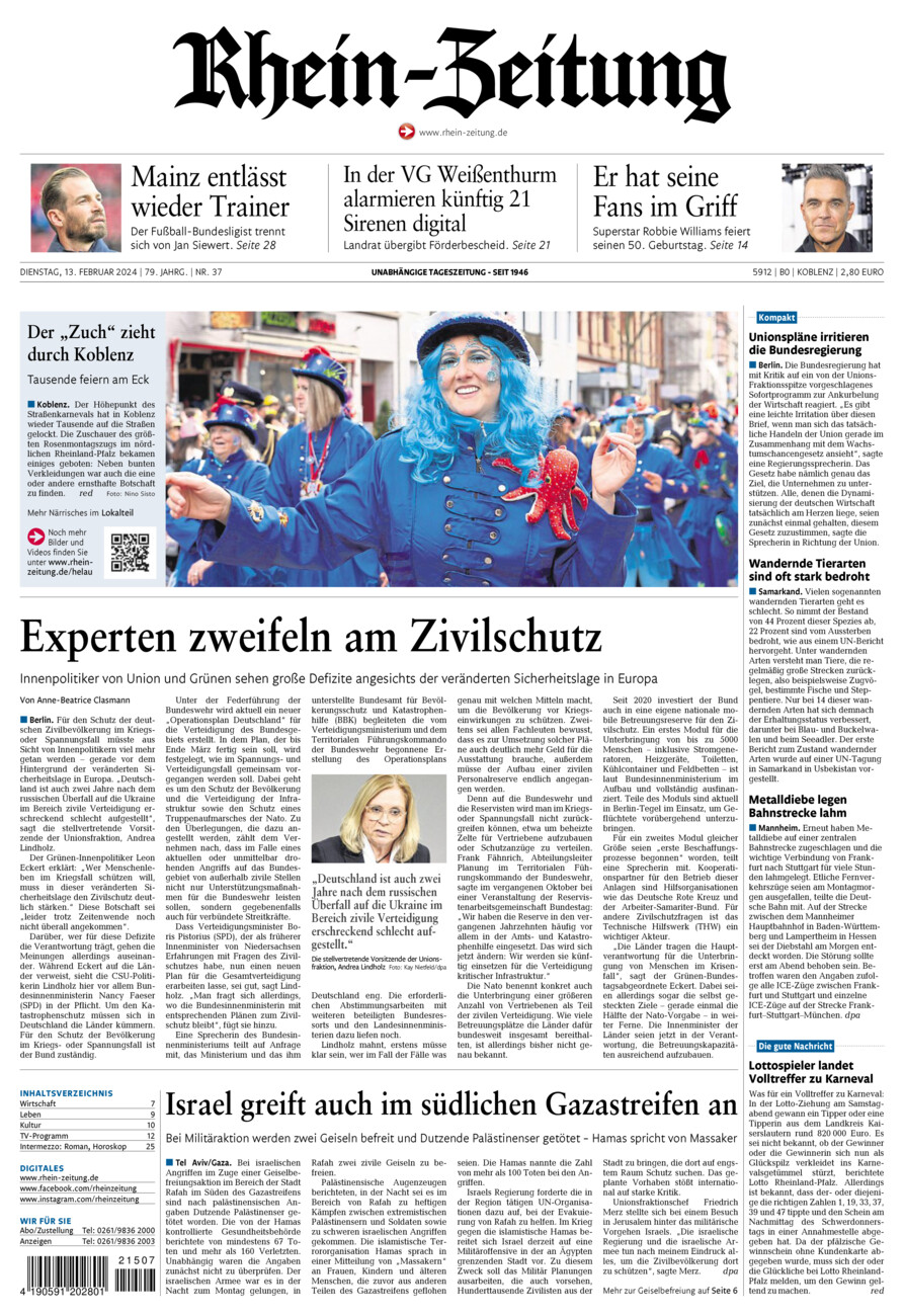 Rhein-Zeitung Koblenz & Region vom Dienstag, 13.02.2024