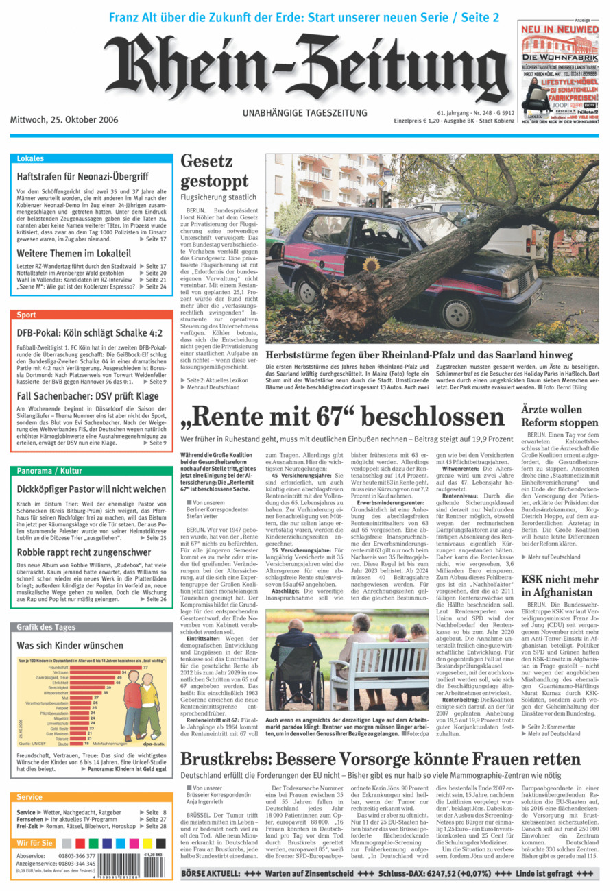 Rhein-Zeitung Koblenz & Region vom Mittwoch, 25.10.2006