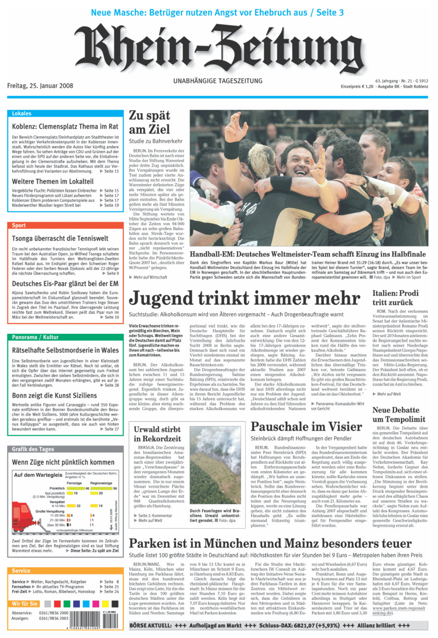 Rhein-Zeitung Koblenz & Region vom Freitag, 25.01.2008