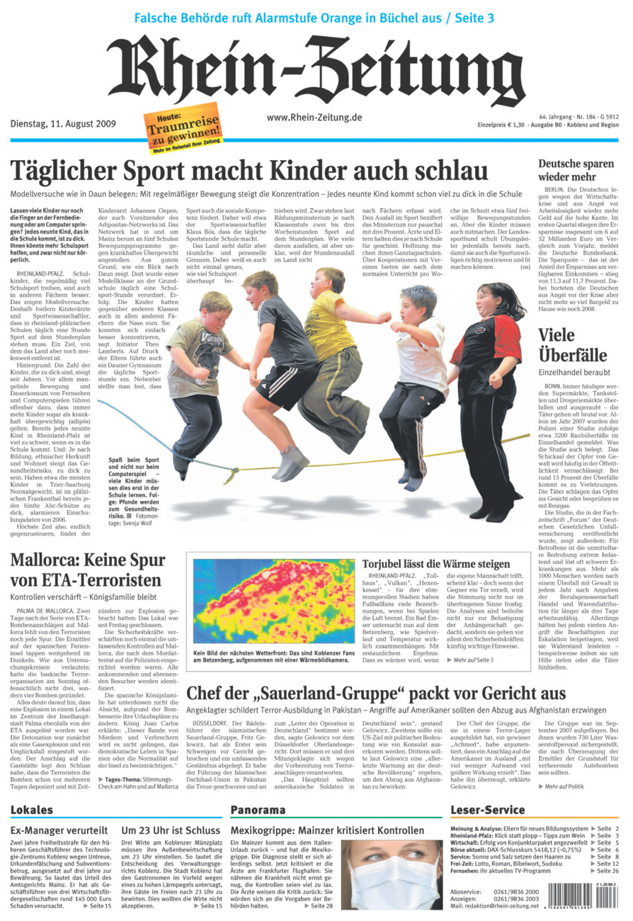 Rhein-Zeitung Koblenz & Region vom Dienstag, 11.08.2009