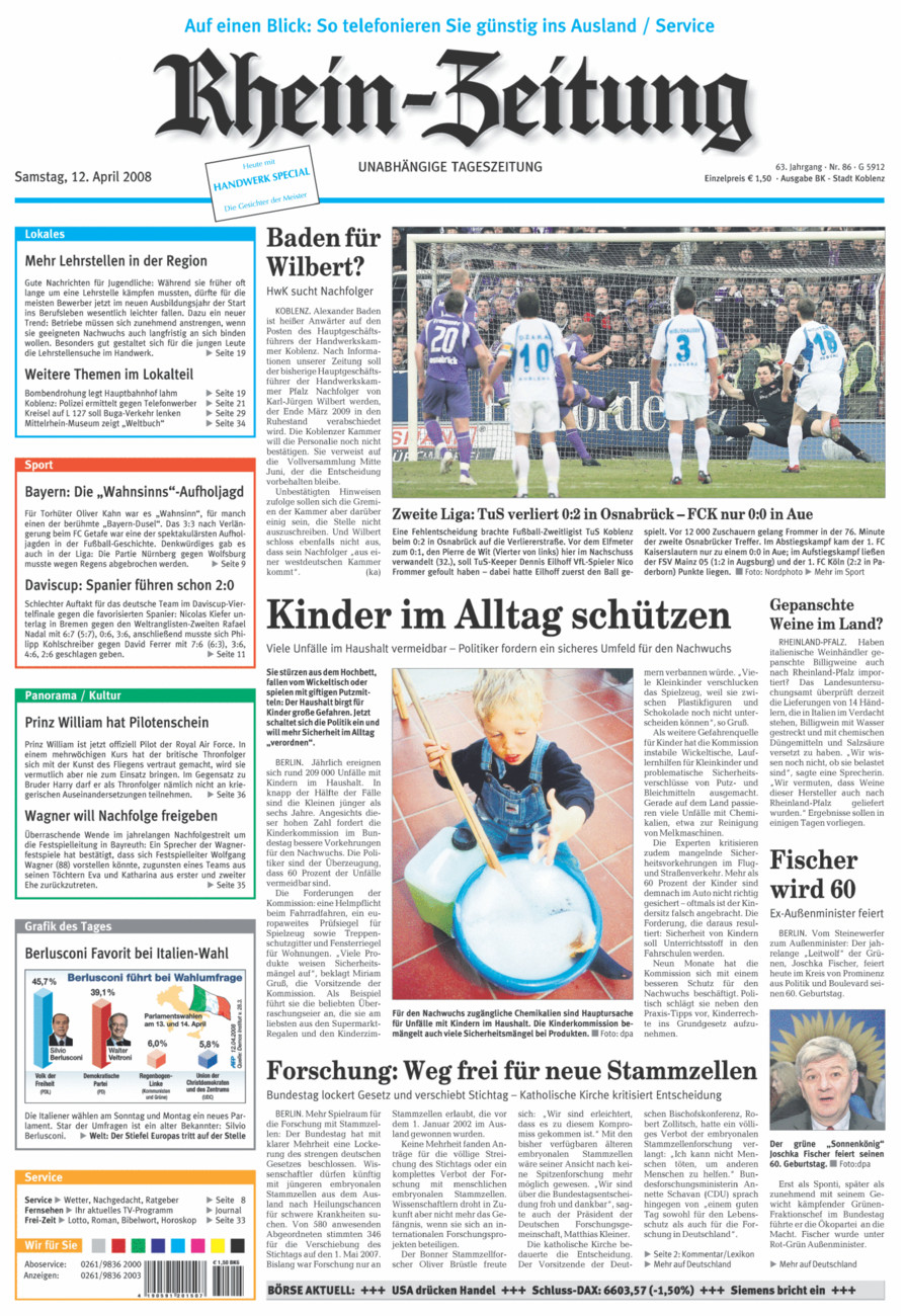 Rhein-Zeitung Koblenz & Region vom Samstag, 12.04.2008