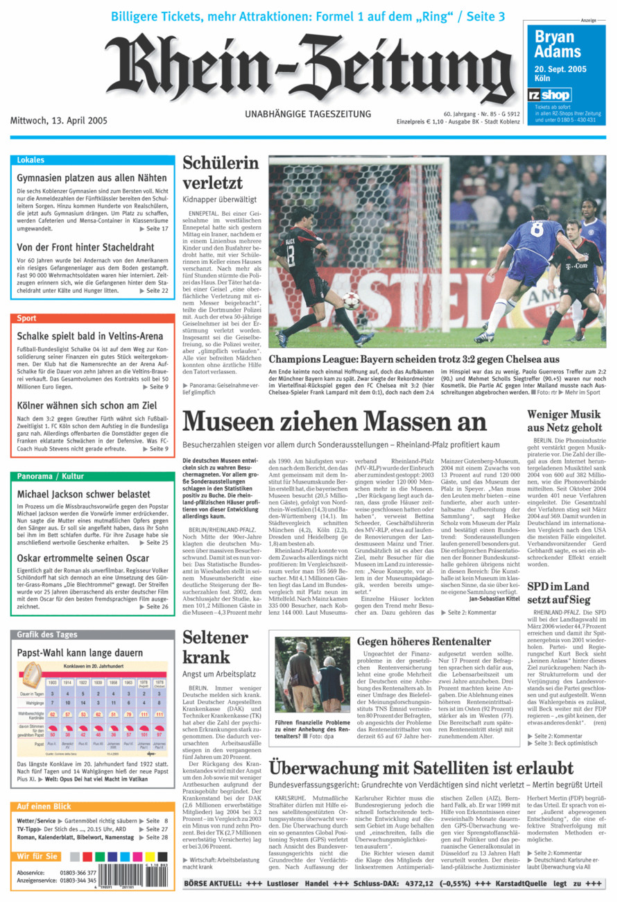 Rhein-Zeitung Koblenz & Region vom Mittwoch, 13.04.2005
