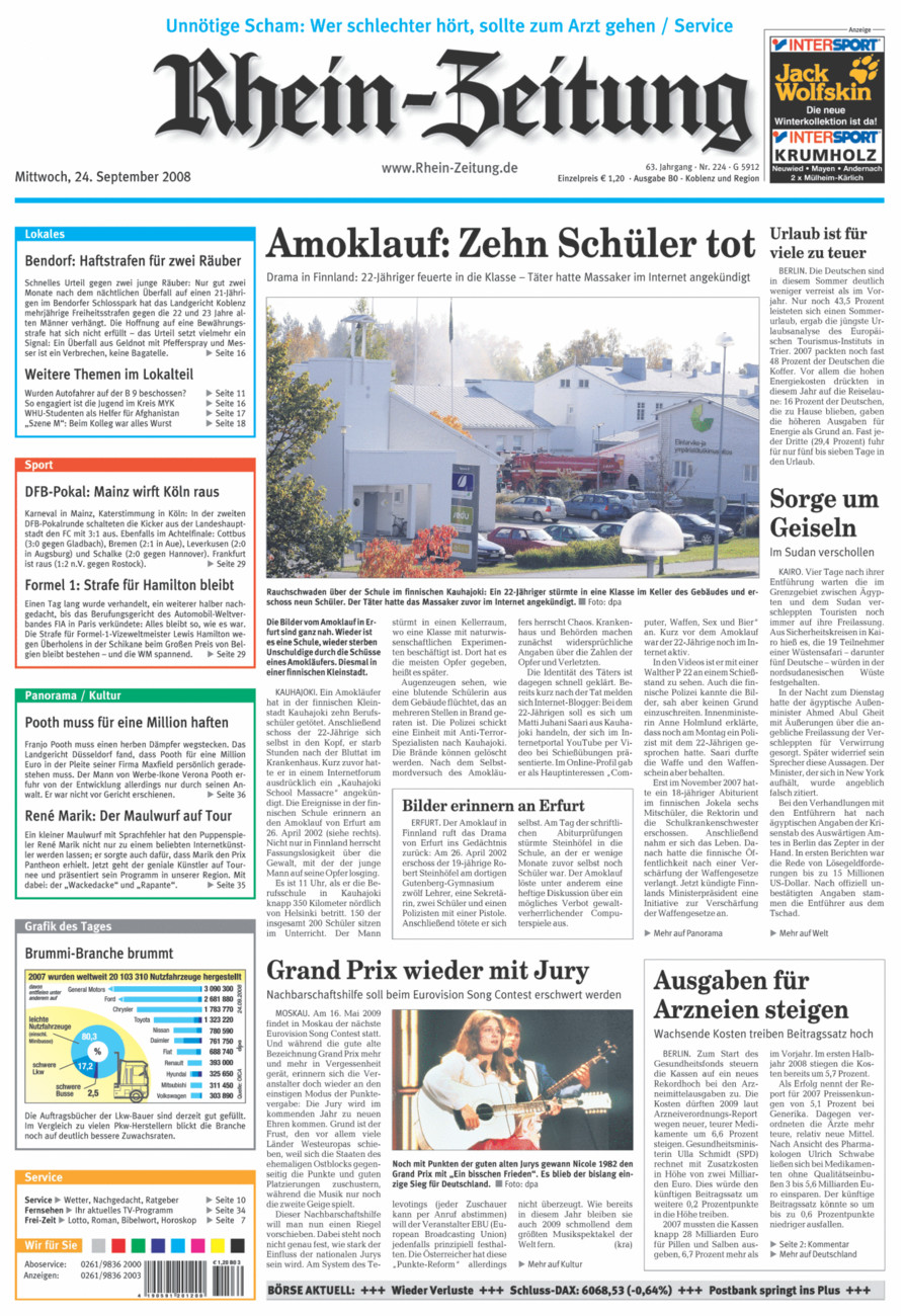 Rhein-Zeitung Koblenz & Region vom Mittwoch, 24.09.2008