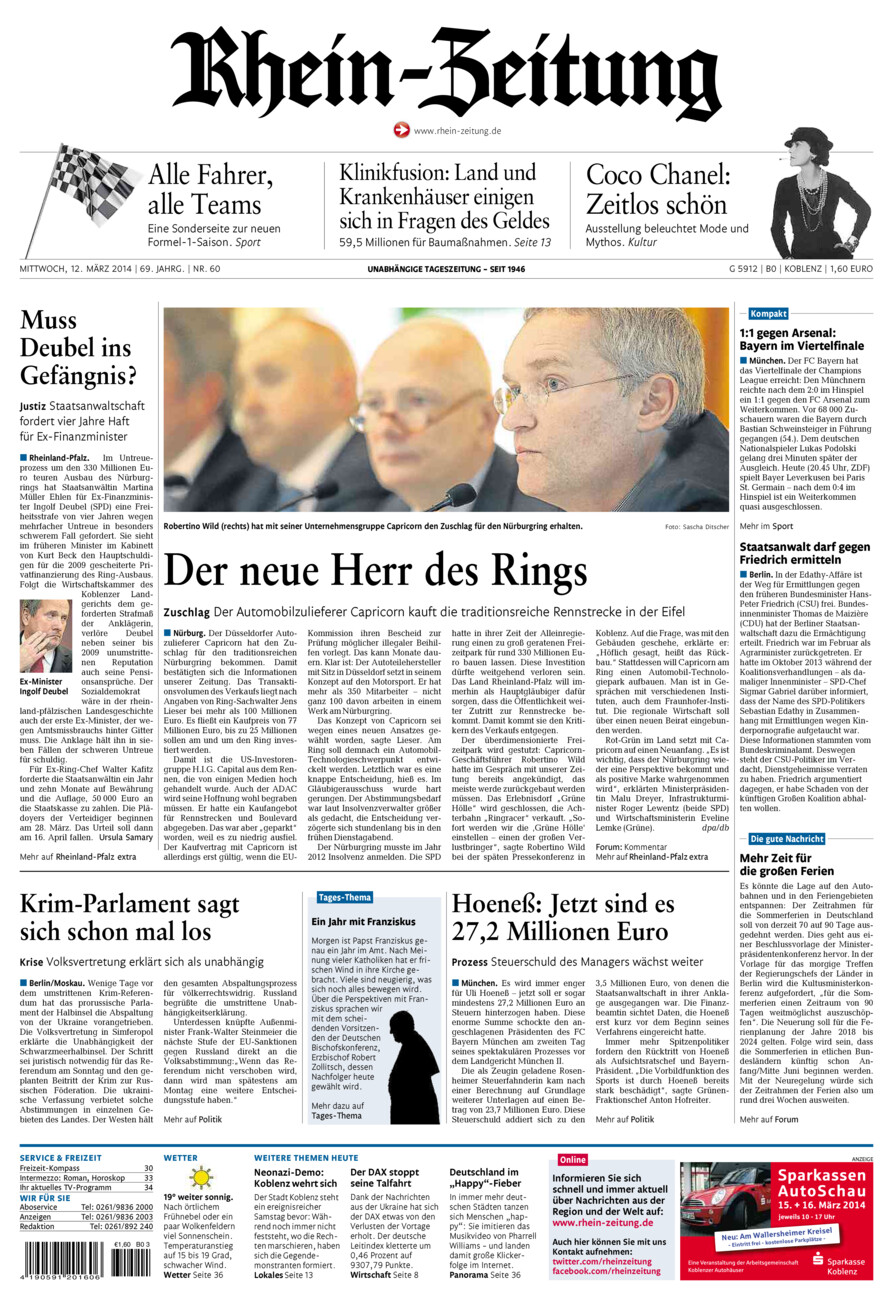 Rhein-Zeitung Koblenz & Region vom Mittwoch, 12.03.2014