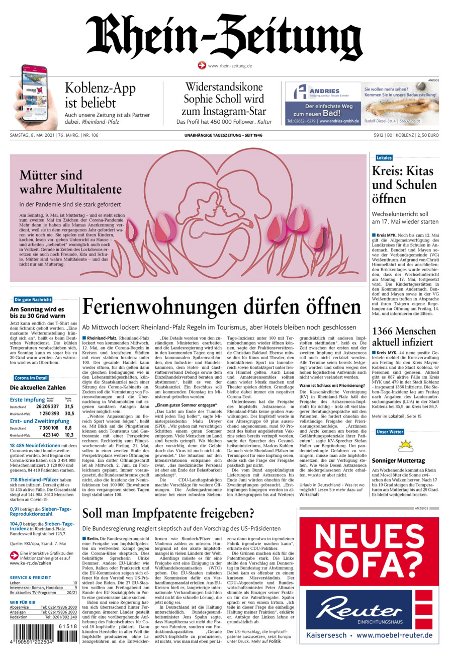 Rhein-Zeitung Koblenz & Region vom Samstag, 08.05.2021