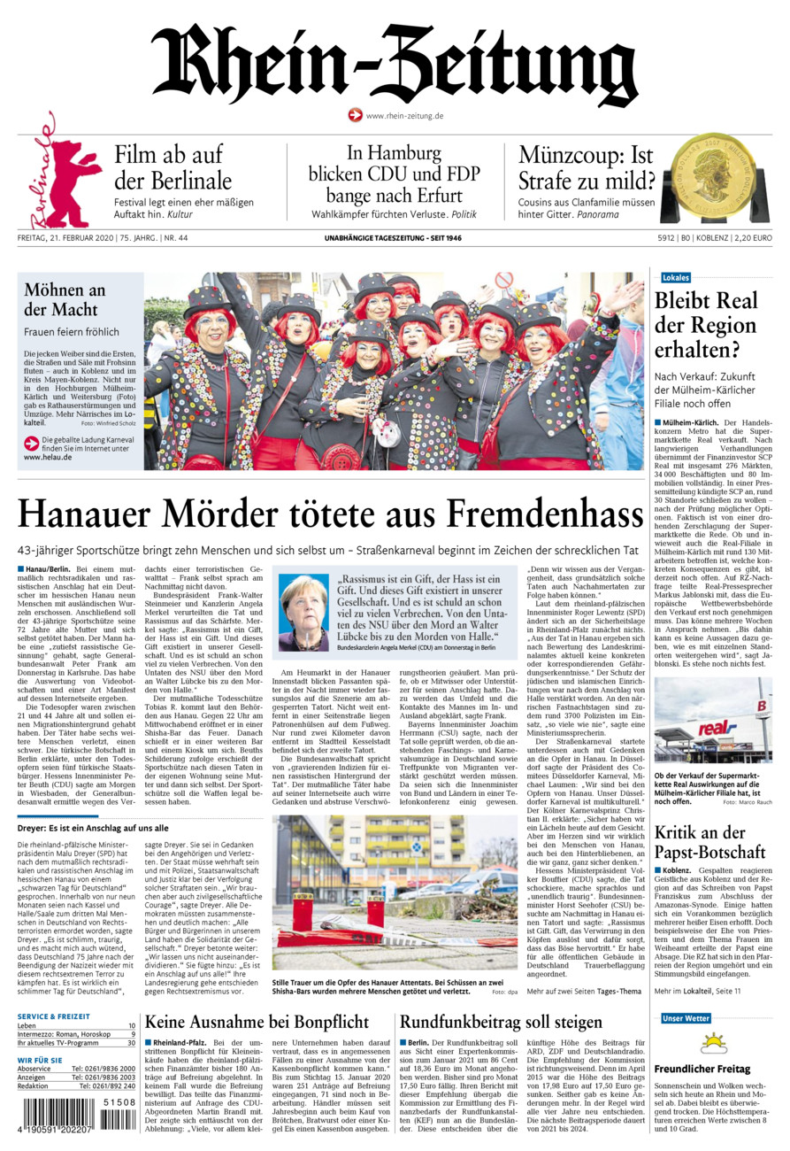 Rhein-Zeitung Koblenz & Region vom Freitag, 21.02.2020