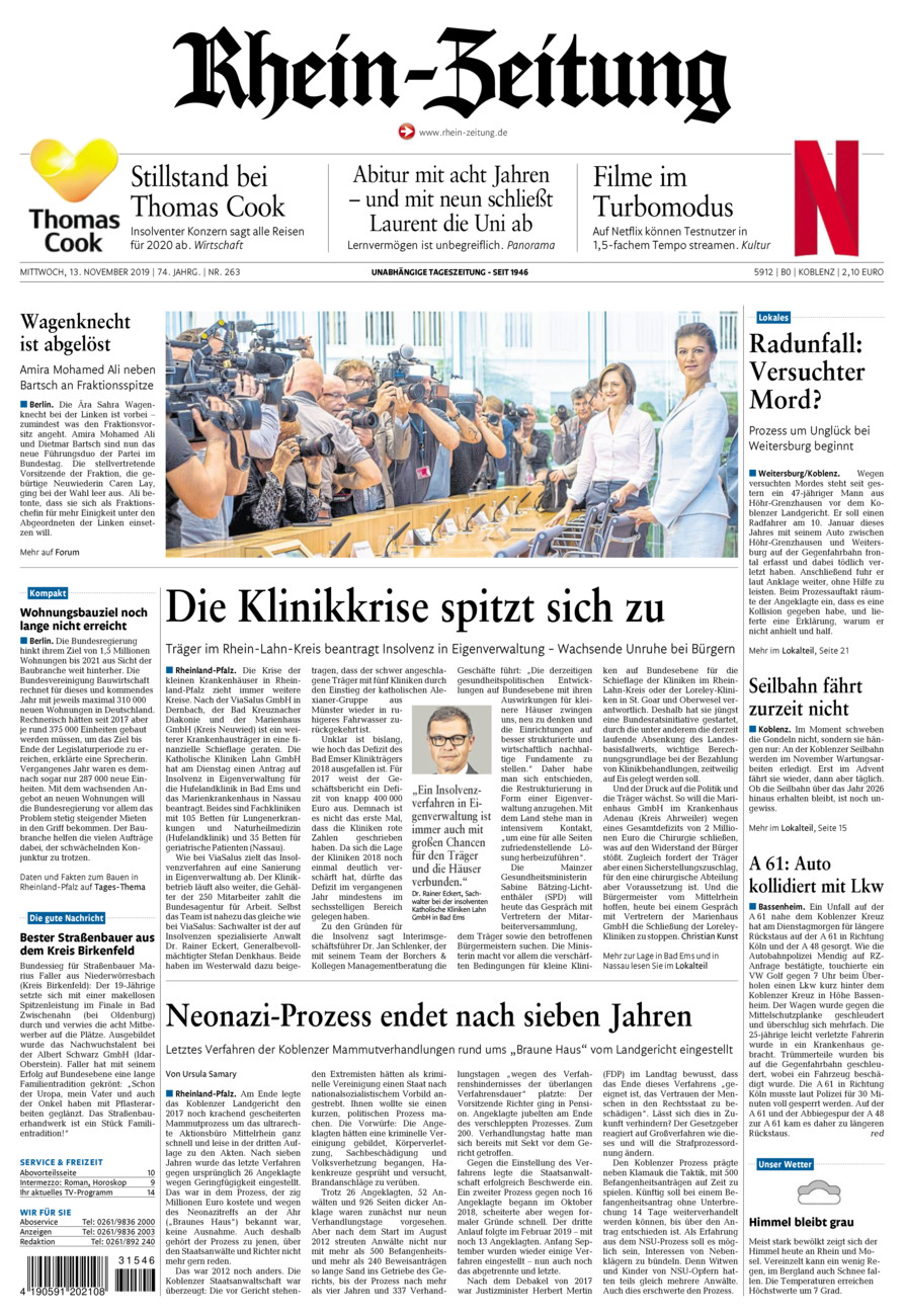 Rhein-Zeitung Koblenz & Region vom Mittwoch, 13.11.2019