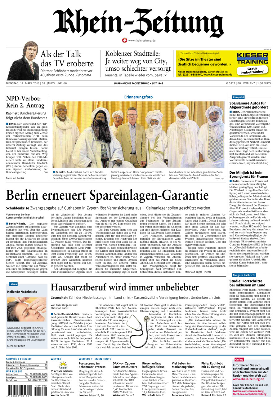 Rhein-Zeitung Koblenz & Region vom Dienstag, 19.03.2013
