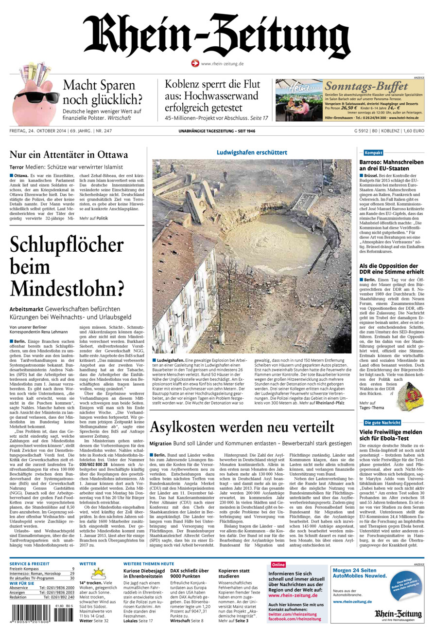 Rhein-Zeitung Koblenz & Region vom Freitag, 24.10.2014
