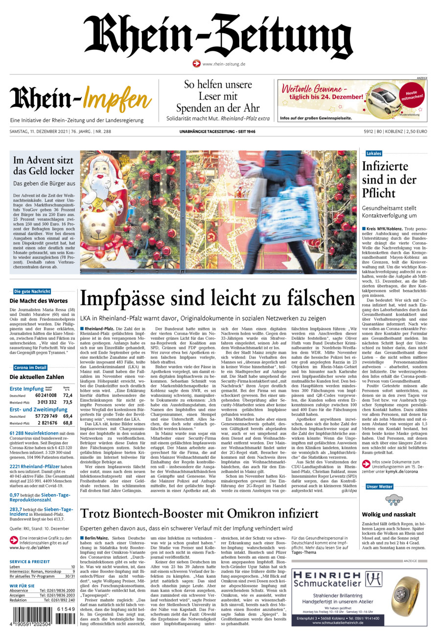 Rhein-Zeitung Koblenz & Region vom Samstag, 11.12.2021