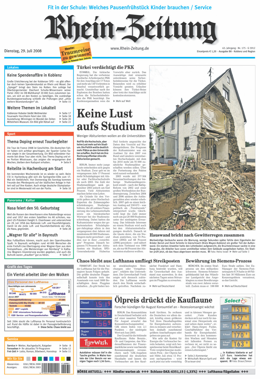 Rhein-Zeitung Koblenz & Region vom Dienstag, 29.07.2008
