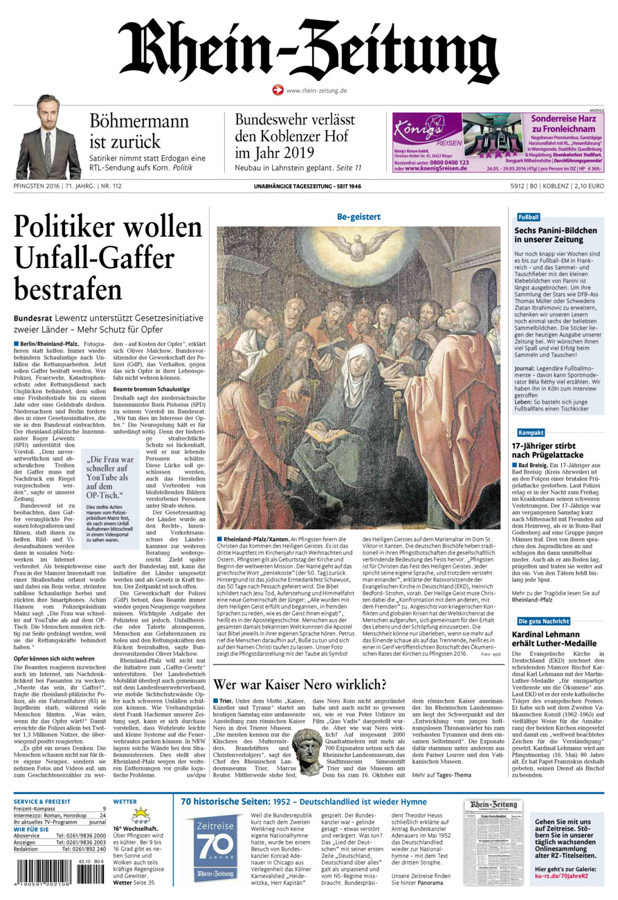Rhein-Zeitung Koblenz & Region vom Samstag, 14.05.2016