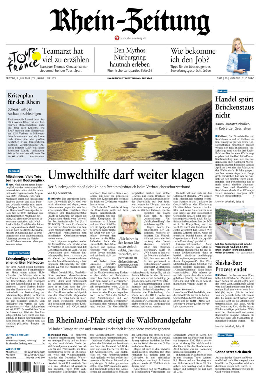 Rhein-Zeitung Koblenz & Region vom Freitag, 05.07.2019