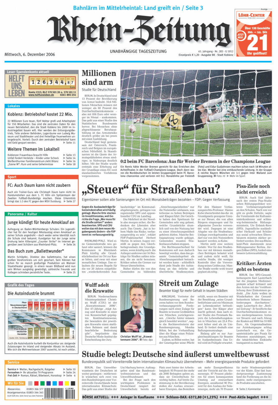 Rhein-Zeitung Koblenz & Region vom Mittwoch, 06.12.2006