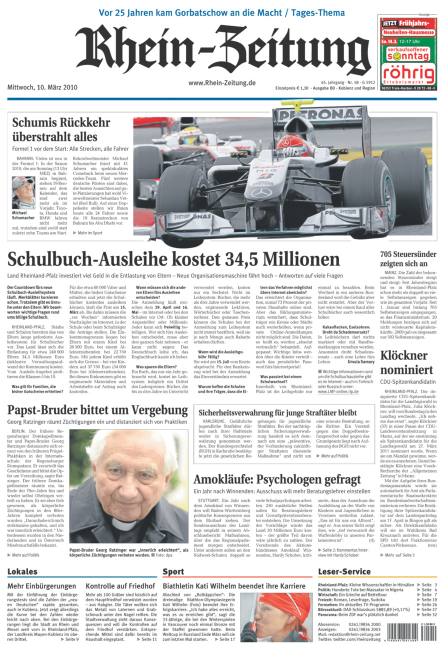 Rhein-Zeitung Koblenz & Region vom Mittwoch, 10.03.2010