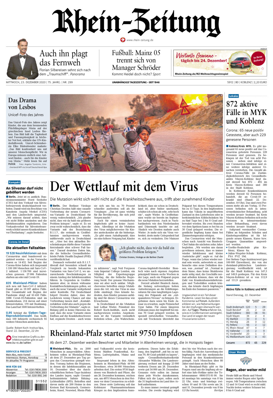 Rhein-Zeitung Koblenz & Region vom Mittwoch, 23.12.2020