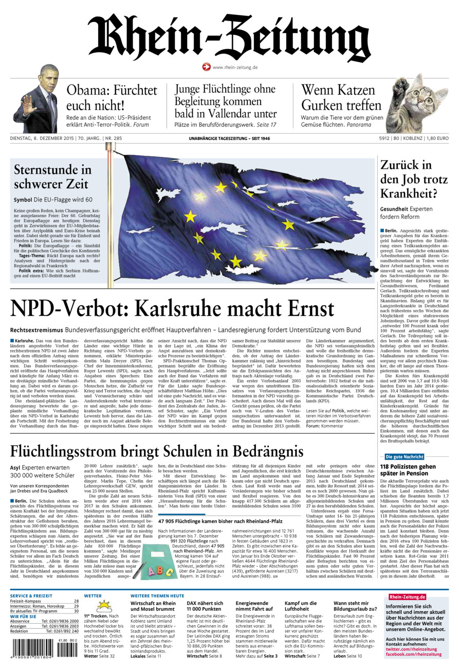 Rhein-Zeitung Koblenz & Region vom Dienstag, 08.12.2015