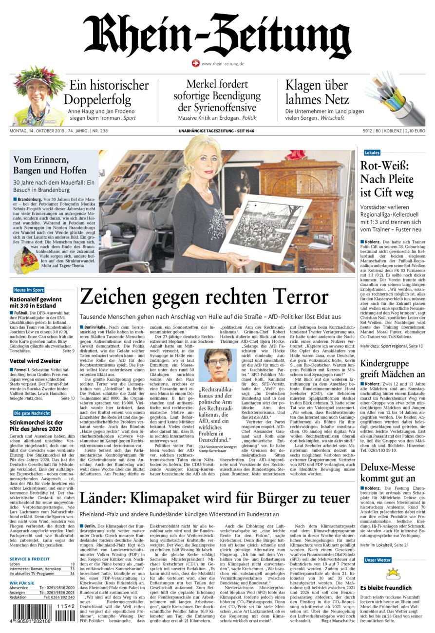 Rhein-Zeitung Koblenz & Region vom Montag, 14.10.2019