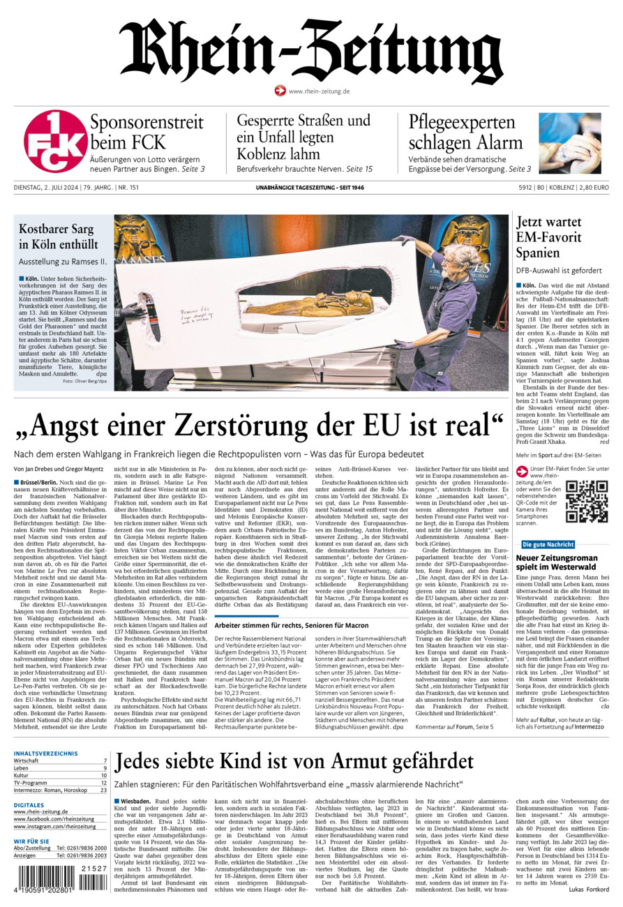 Rhein-Zeitung Koblenz & Region vom Dienstag, 02.07.2024