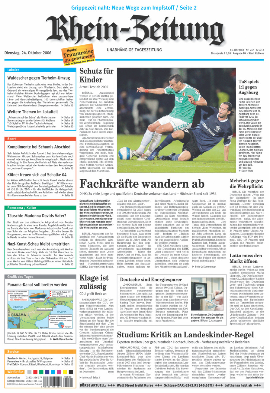 Rhein-Zeitung Koblenz & Region vom Dienstag, 24.10.2006