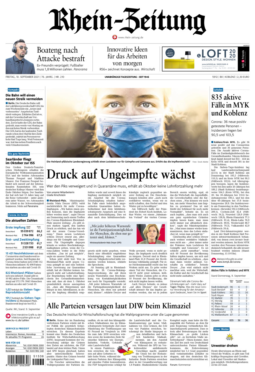 Rhein-Zeitung Koblenz & Region vom Freitag, 10.09.2021