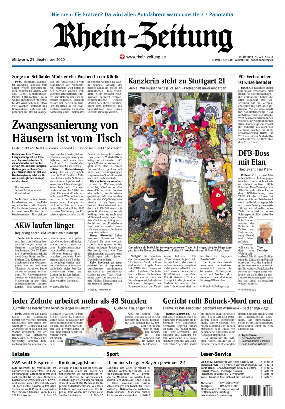 Rhein-Zeitung Koblenz & Region vom Mittwoch, 29.09.2010