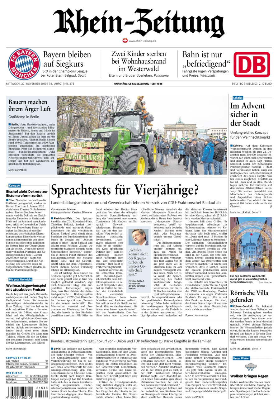 Rhein-Zeitung Koblenz & Region vom Mittwoch, 27.11.2019