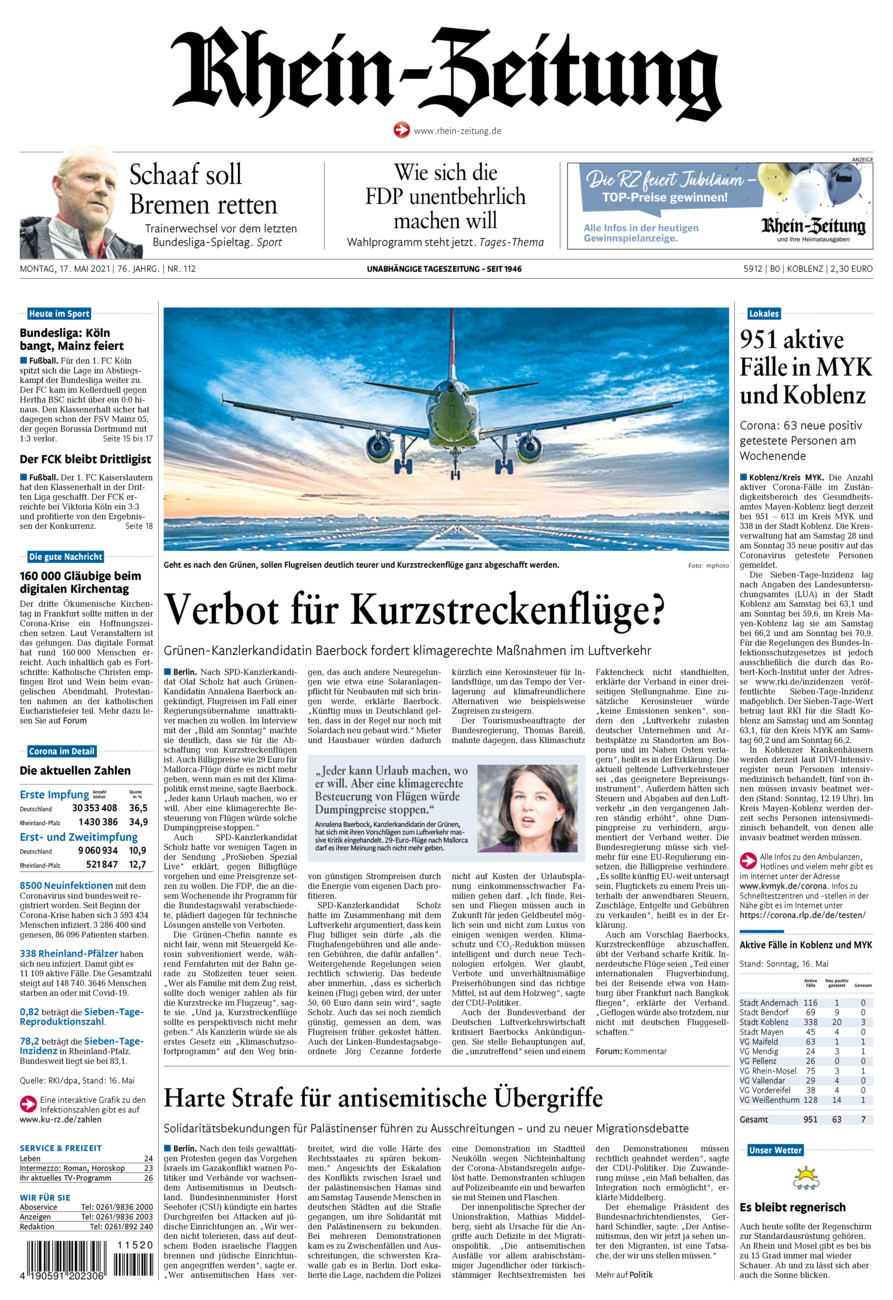 Rhein-Zeitung Koblenz & Region vom Montag, 17.05.2021