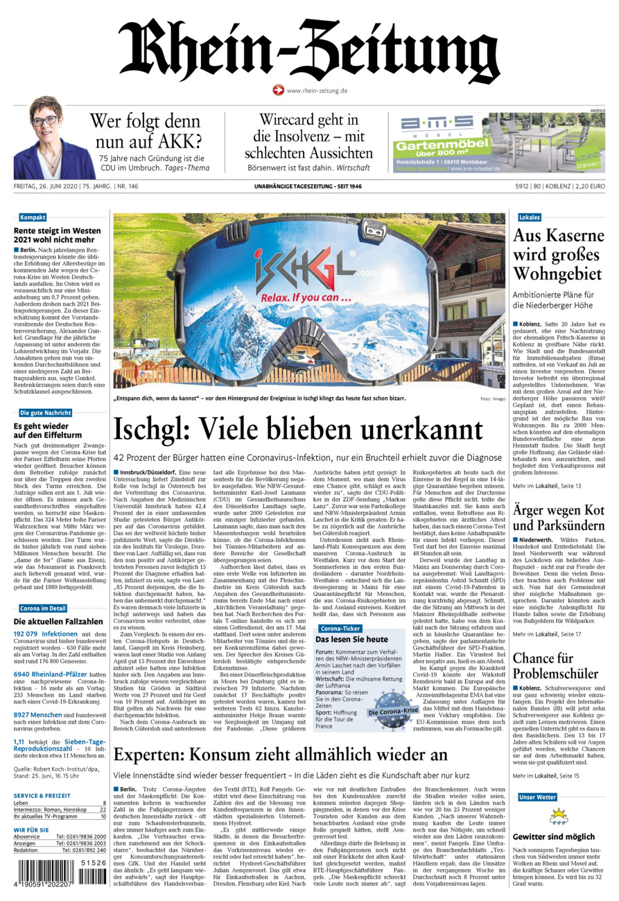 Rhein-Zeitung Koblenz & Region vom Freitag, 26.06.2020