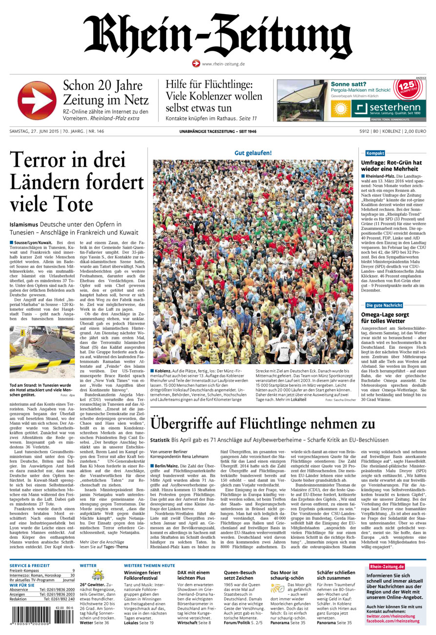 Rhein-Zeitung Koblenz & Region vom Samstag, 27.06.2015