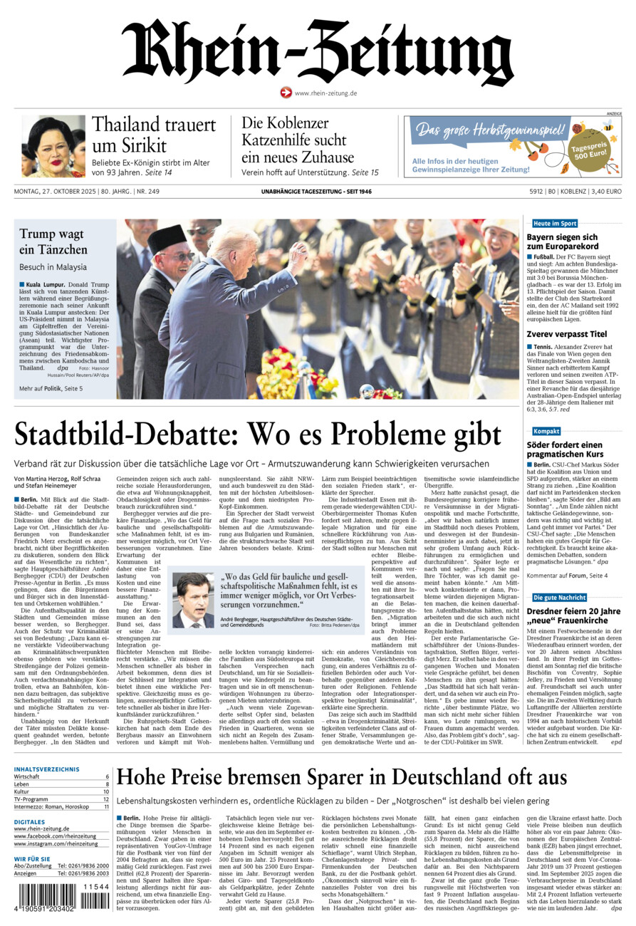 Rhein-Zeitung Koblenz & Region vom Montag, 27.10.2025