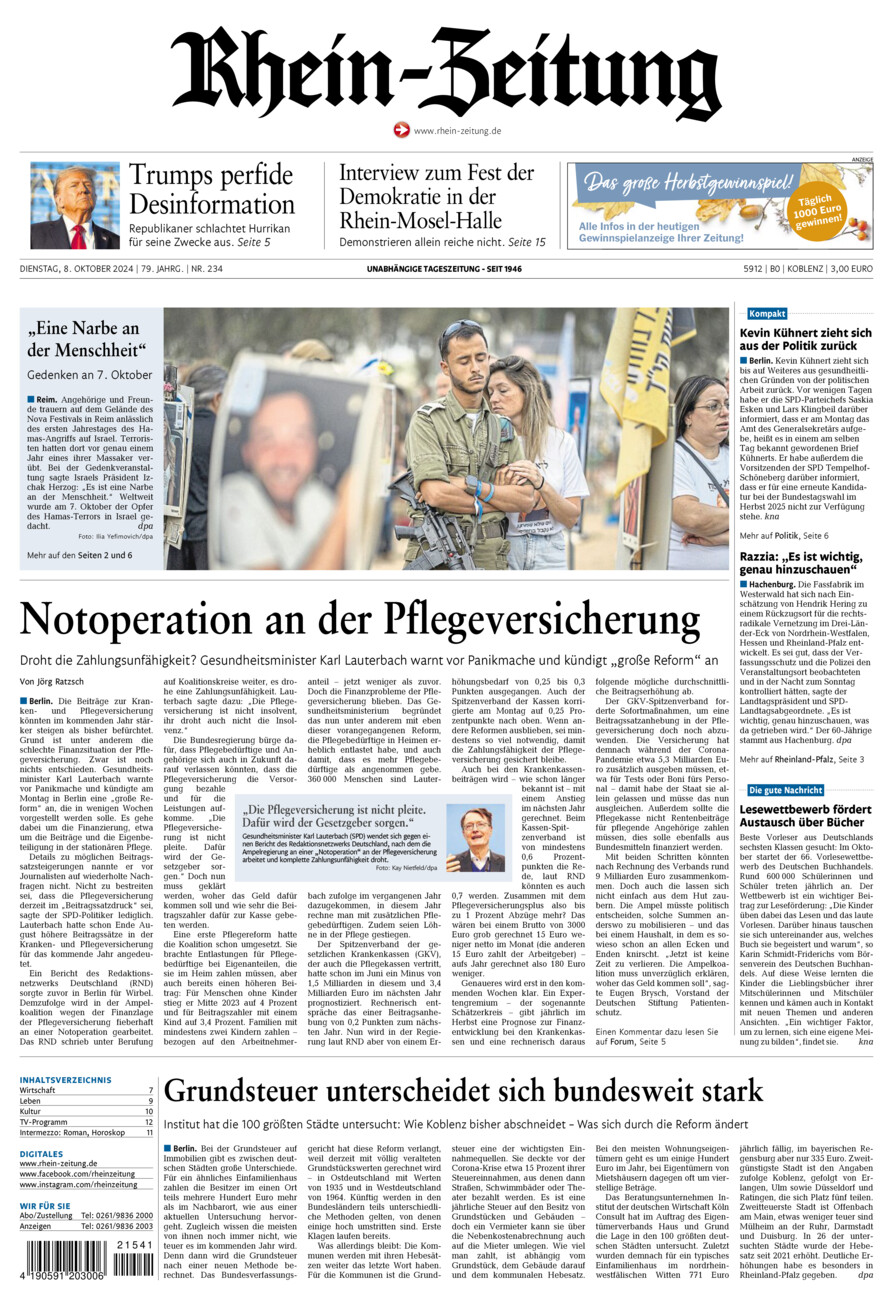 Rhein-Zeitung Koblenz & Region vom Dienstag, 08.10.2024