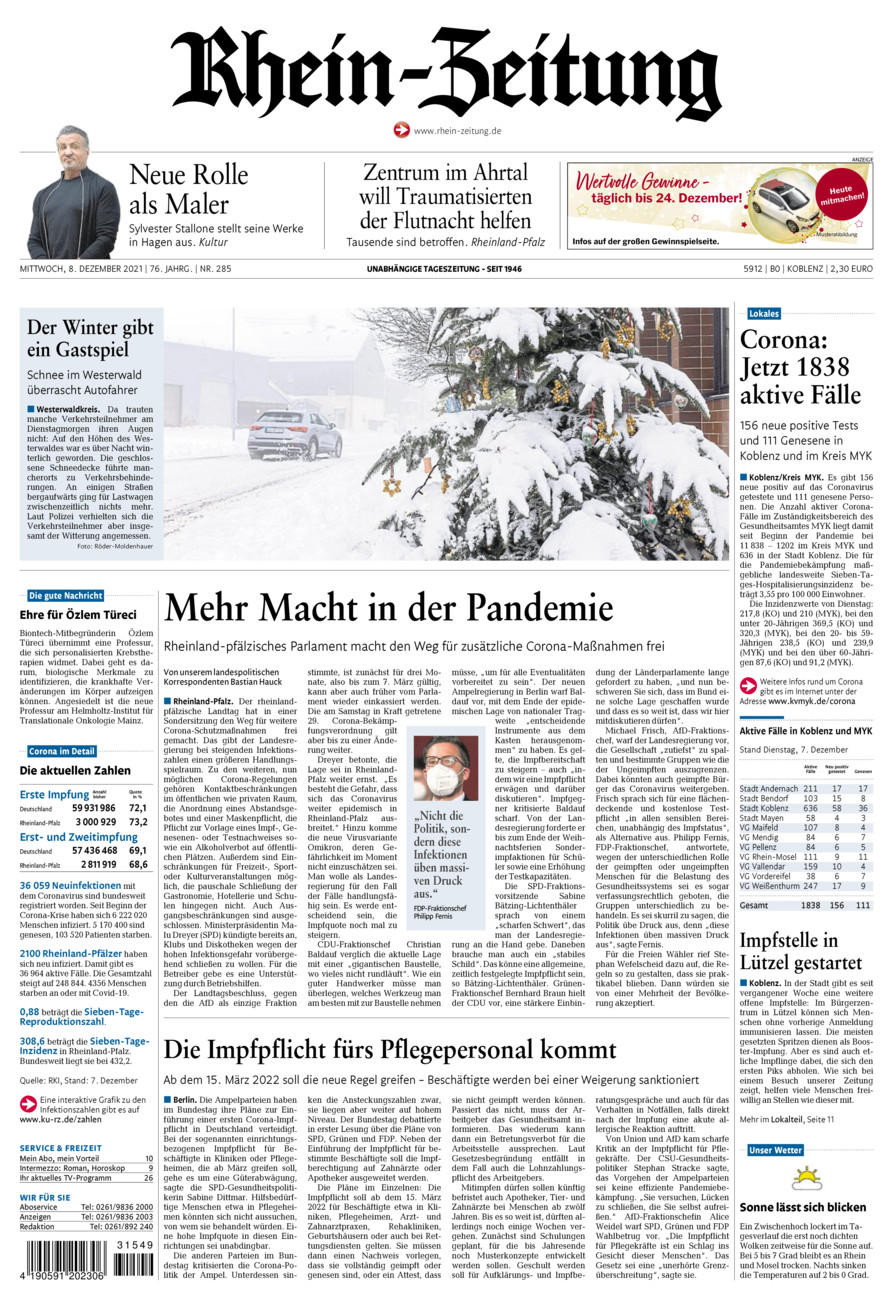 Rhein-Zeitung Koblenz & Region vom Mittwoch, 08.12.2021