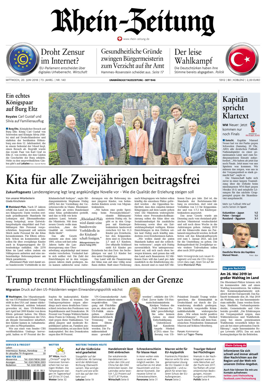 Rhein-Zeitung Koblenz & Region vom Mittwoch, 20.06.2018