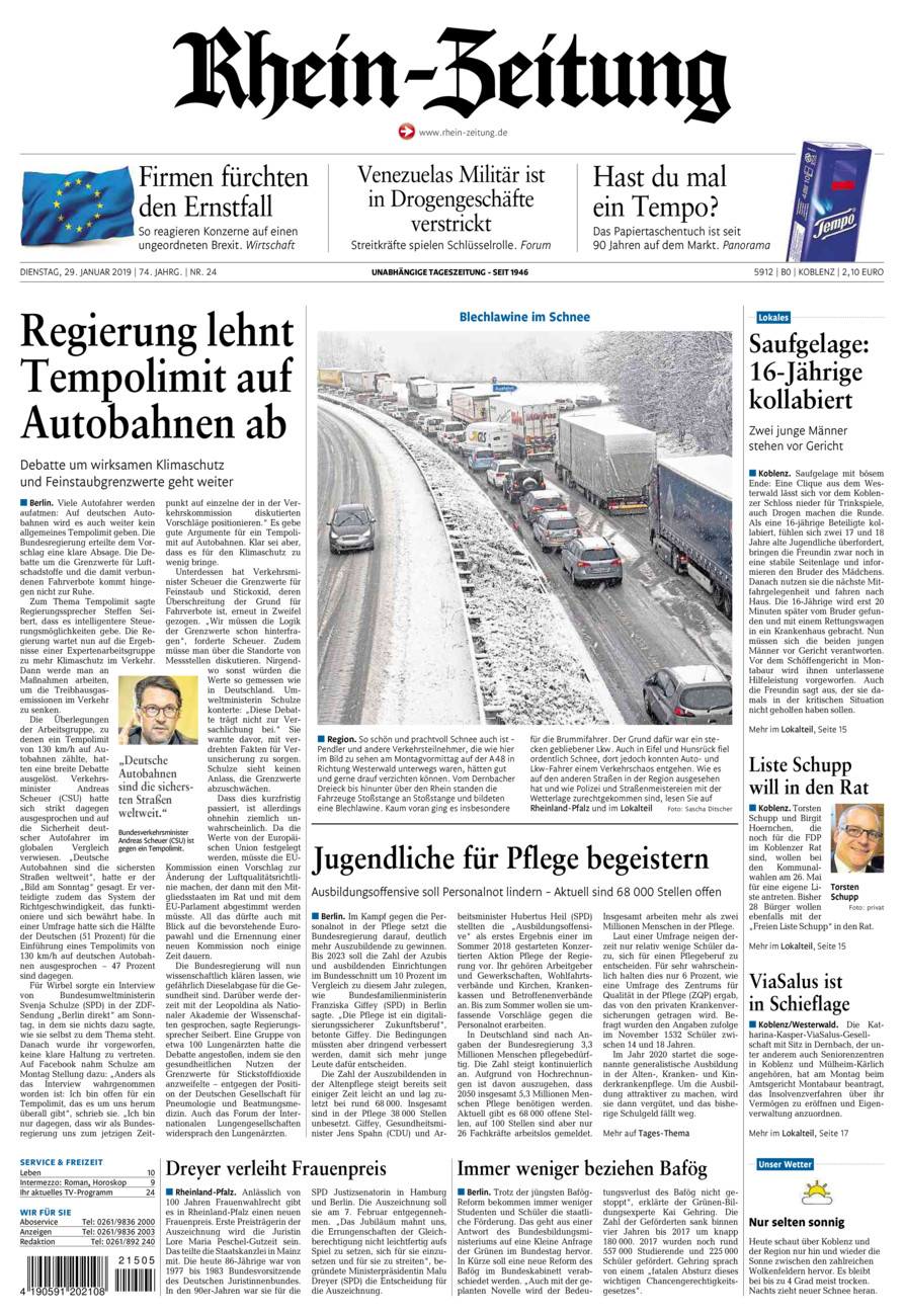 Rhein-Zeitung Koblenz & Region vom Dienstag, 29.01.2019