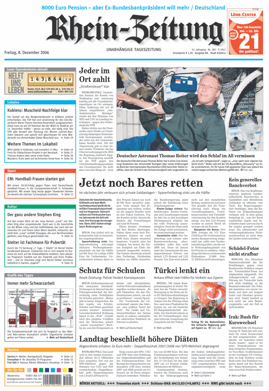 Rhein-Zeitung Koblenz & Region vom Freitag, 08.12.2006
