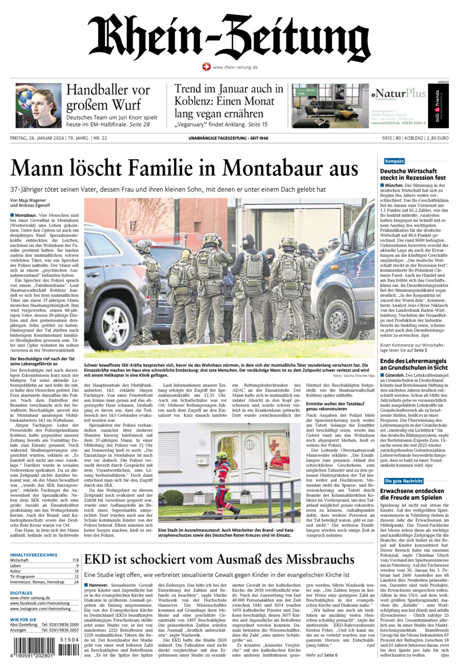 Rhein-Zeitung Koblenz & Region vom Freitag, 26.01.2024