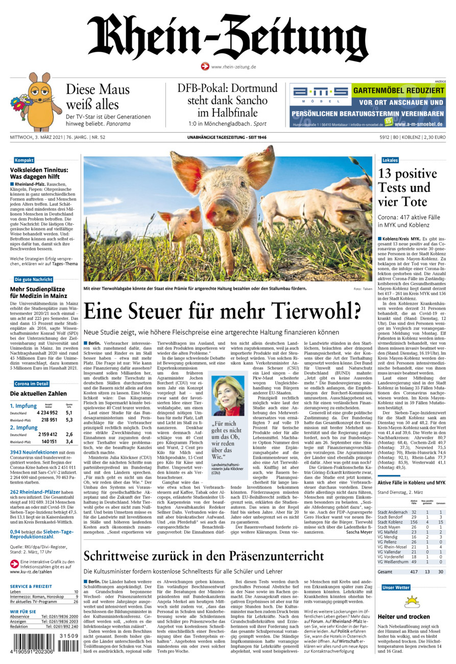 Rhein-Zeitung Koblenz & Region vom Mittwoch, 03.03.2021